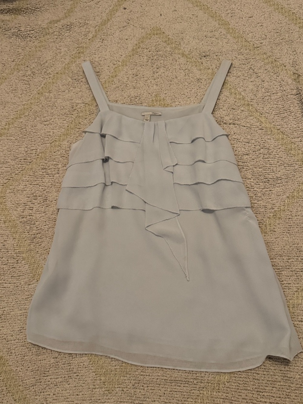 Halogen Gray Ruffle Sleeveless Blouse Small Tie Neck Layered Feminine Top